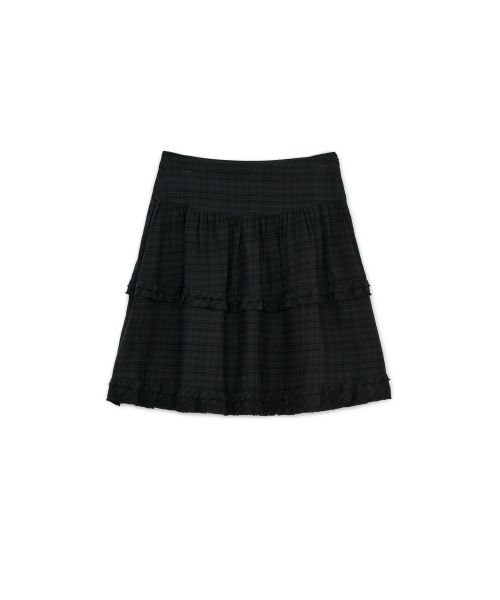 Frill Midi Skirt, BLACK