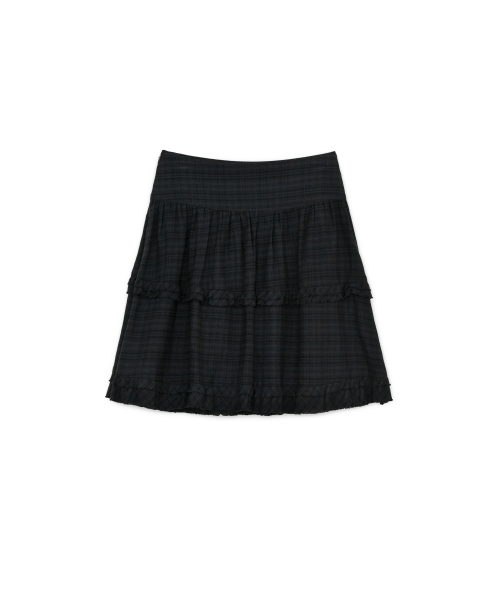 Frill Midi Skirt, BLACK