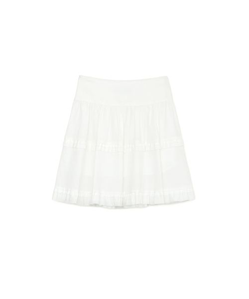Frill Midi Skirt, WHITE