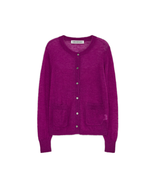Mohair Sheer Cardigan, MAGENTA