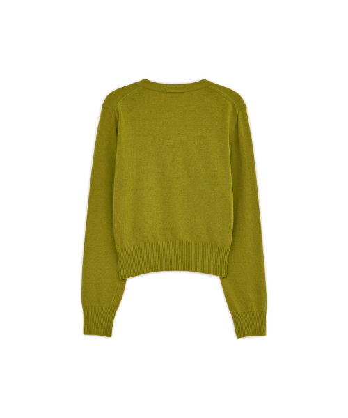 Cashmere Basic V-neck Cardigan, OLIVE