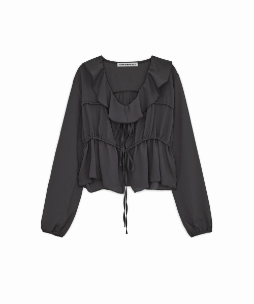 Frill Tiered Blouse, CHARCOAL