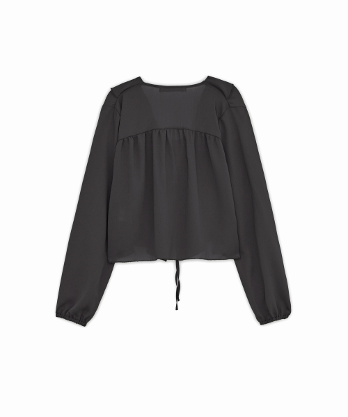Frill Tiered Blouse, CHARCOAL