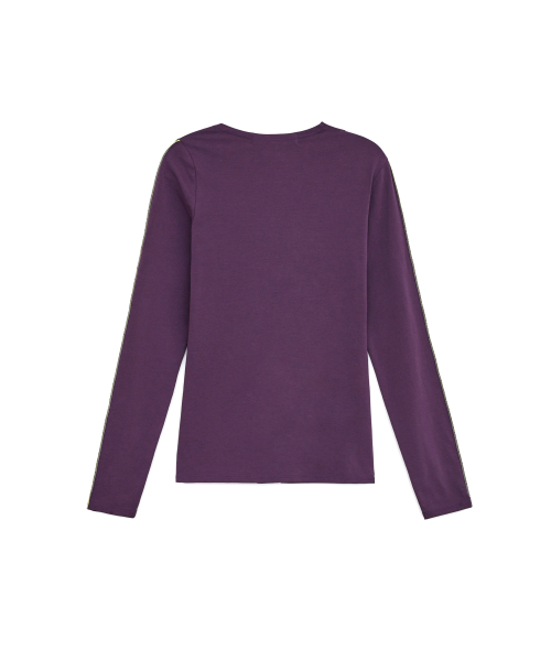 Asymmetric Paneled Long Sleeve Top, PURPLE