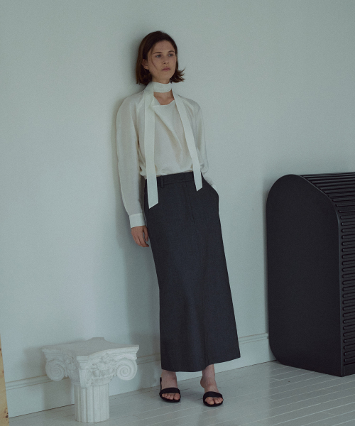 Drape Tie Blouse[LMBEAUSH312]-2color