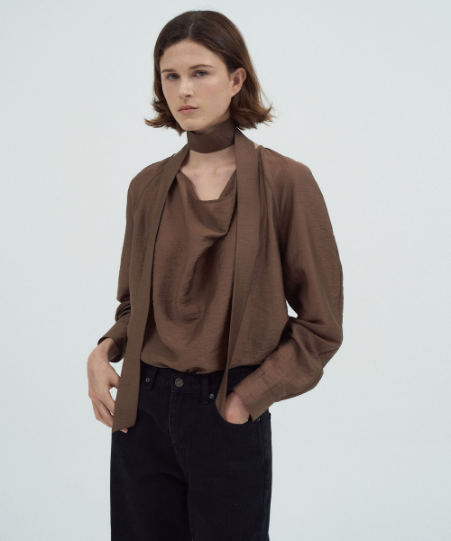 Drape Tie Blouse[LMBEAUSH312]-2color