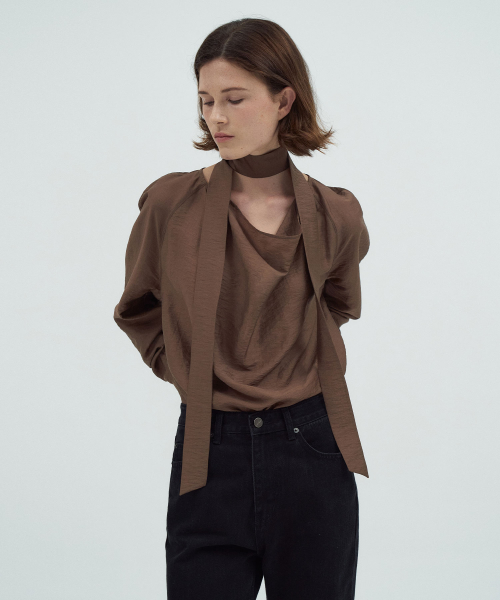 Drape Tie Blouse[LMBEAUSH312]-2color