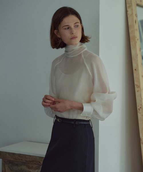 Tie See-through Blouse[LMBFCO25SH314]-2color
