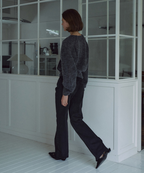 Kid Mohair Wrap Knit Top[LMBEAUKN291]-2color