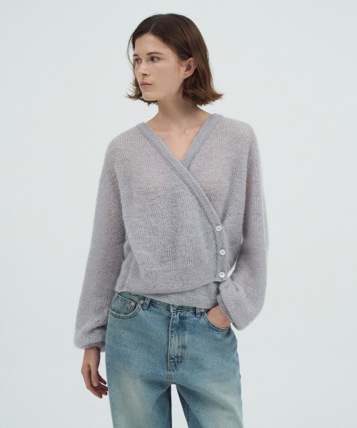 Kid Mohair Wrap Knit Top[LMBEAUKN291]-2color