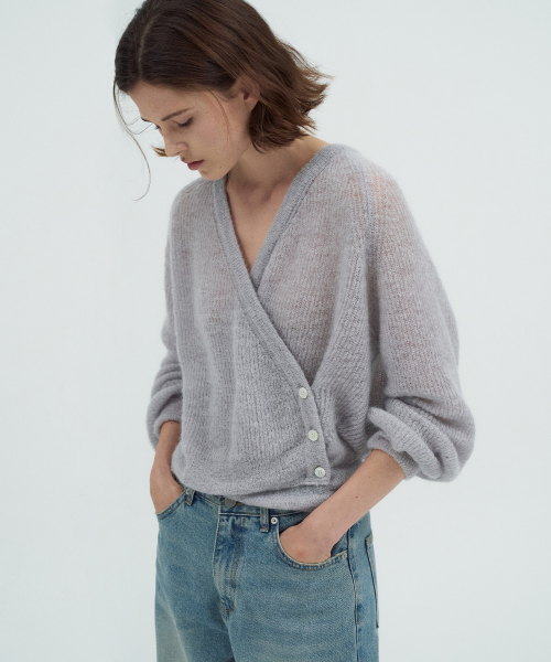 Kid Mohair Wrap Knit Top[LMBEAUKN291]-2color