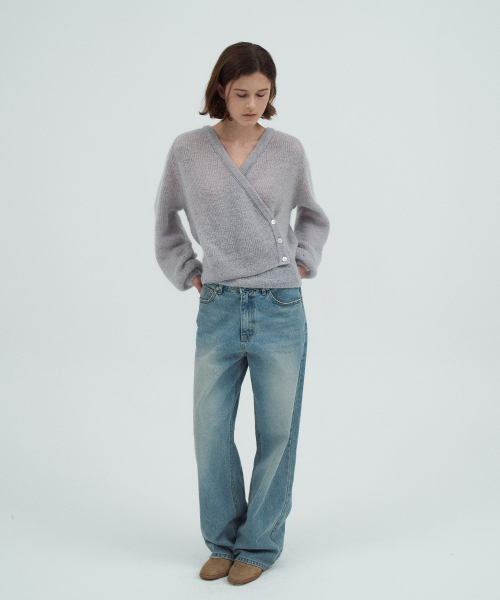 Kid Mohair Wrap Knit Top[LMBEAUKN291]-2color