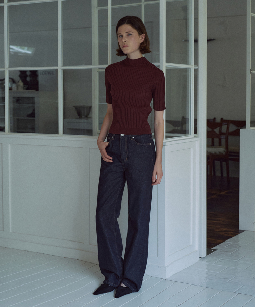 Holgament High-neck Half-sleeve Knit Top[LMBEAUKN293]-2color