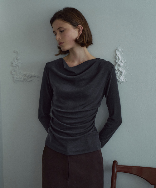 Drape Neck Wool T-shirt[LMBFAU25TT605]-4color
