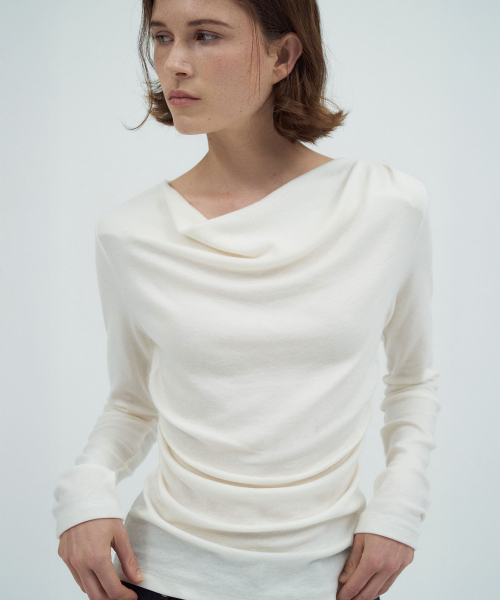 Drape Neck Wool T-shirt[LMBFAU25TT605]-4color
