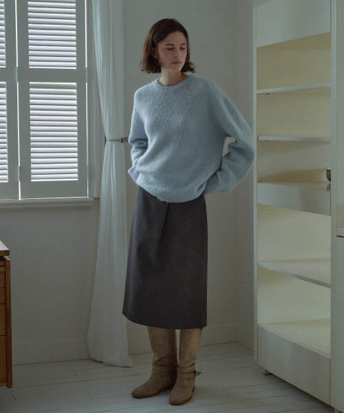 One-tuck Midi Skirt[LMBEAUSK406]-2color