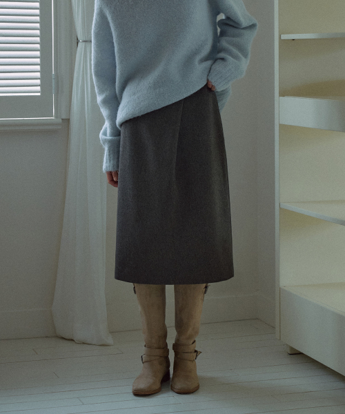 One-tuck Midi Skirt[LMBEAUSK406]-2color