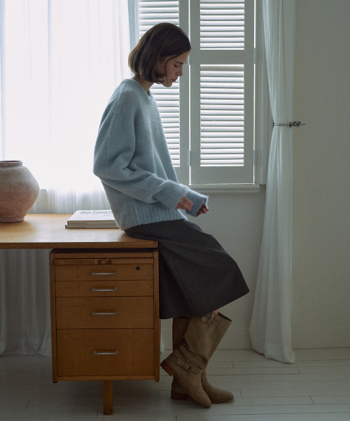 One-tuck Midi Skirt[LMBEAUSK406]-2color