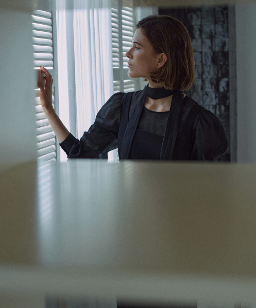 Sheer Layered Tie Dress[LMBFCO25DR803]-Black