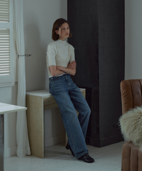 [기장선택]Classic Straight Denim Pants[LMBFAU22DN102]-Indigo Blue
