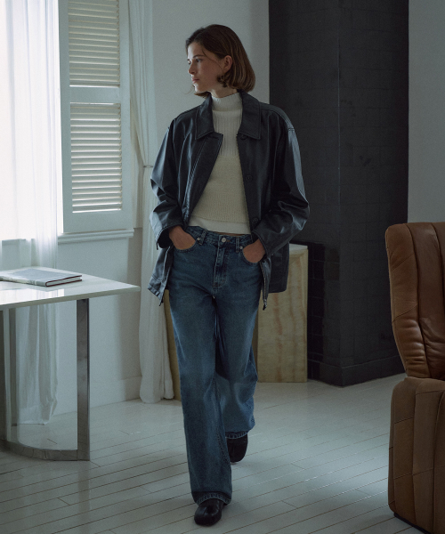 [기장선택]Classic Straight Denim Pants[LMBFAU22DN102]-Indigo Blue