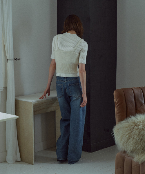 [기장선택]Classic Straight Denim Pants[LMBFAU22DN102]-Indigo Blue