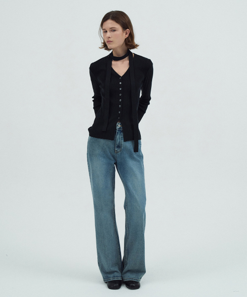 [기장선택]Semi Boot-cut Denim Pants[LMBFAU24DN4123-1]-Vintage Blue