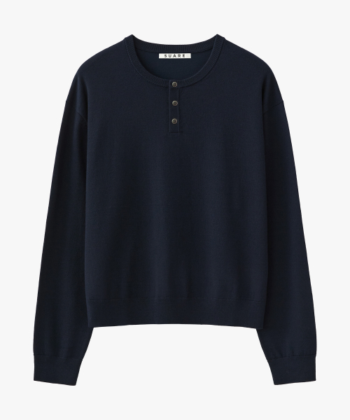 Washable Wool Henley Neck Cropped Knit - 8 Colors