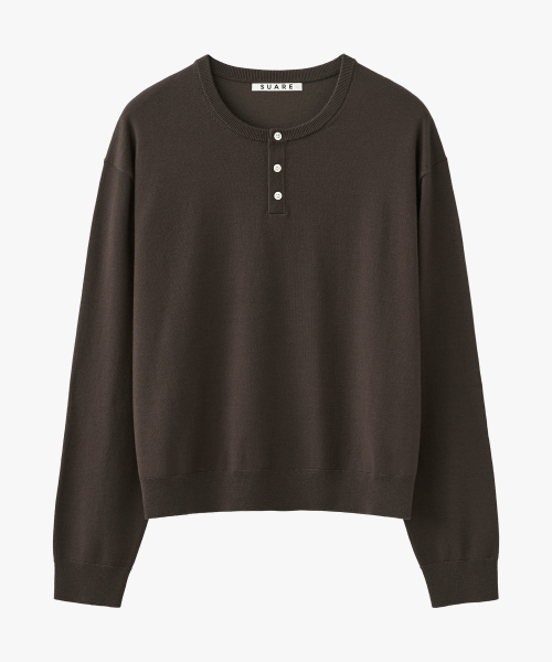 Washable Wool Henley Neck Cropped Knit - 8 Colors