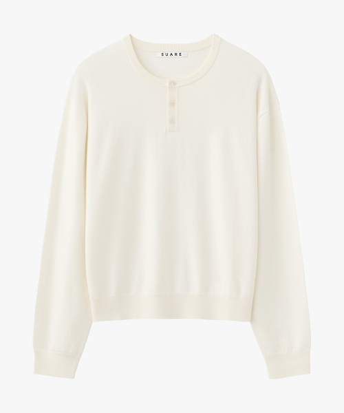 Washable Wool Henley Neck Cropped Knit - 8 Colors
