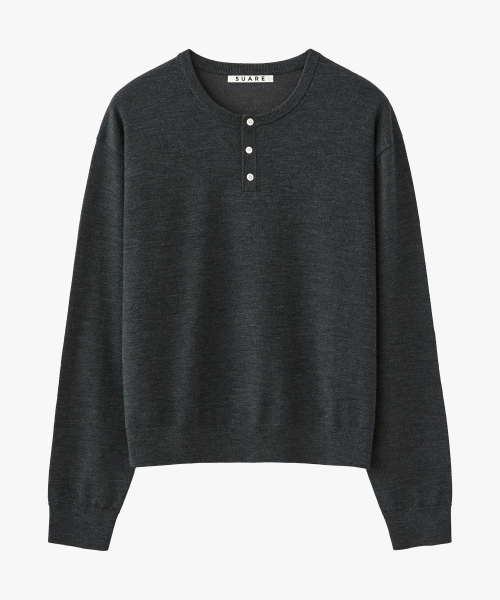 Washable Wool Henley Neck Cropped Knit - 8 Colors