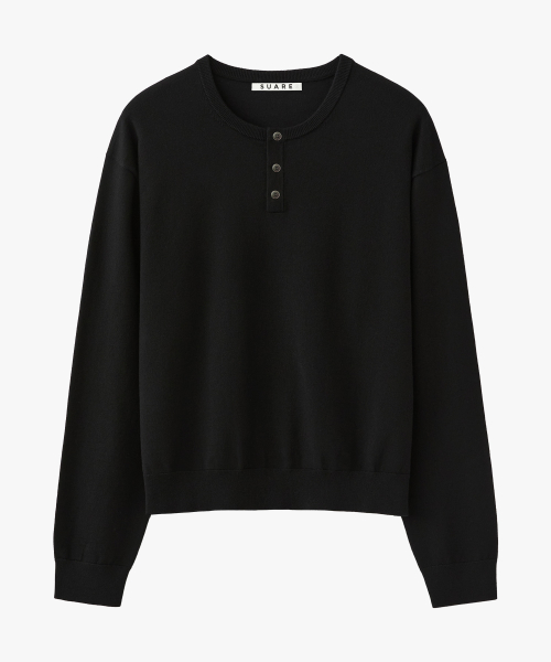 Washable Wool Henley Neck Cropped Knit - 8 Colors