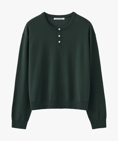 Washable Wool Henley Neck Cropped Knit - 8 Colors
