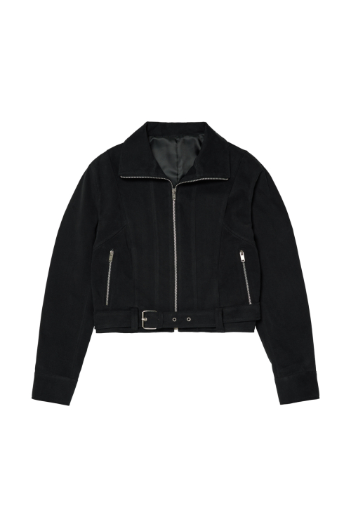 DEINET BELTED COTTON JACKET IN BLACK