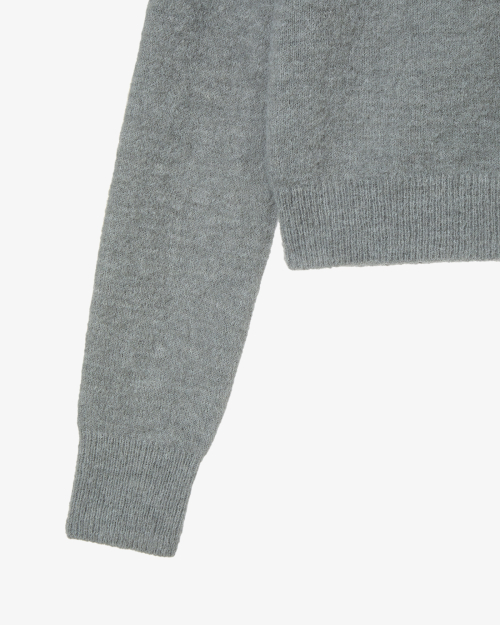 SCALLOP ROUND NECK CARDIGAN [LIGHT GREY]