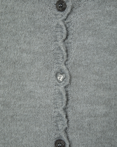 SCALLOP ROUND NECK CARDIGAN [LIGHT GREY]