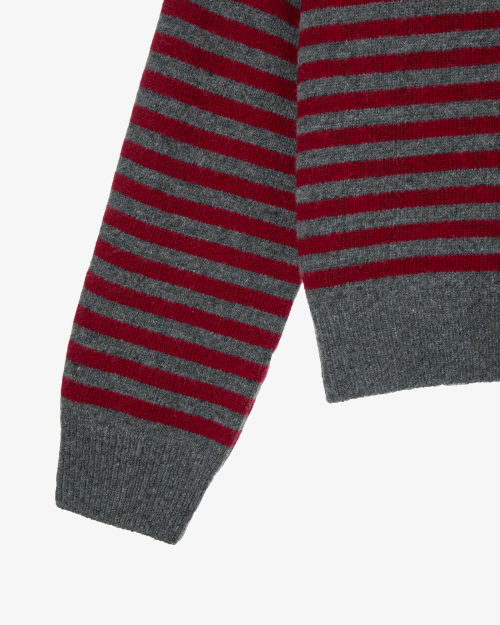 STRIPE V-NECK KNIT PULLOVER [GREY]