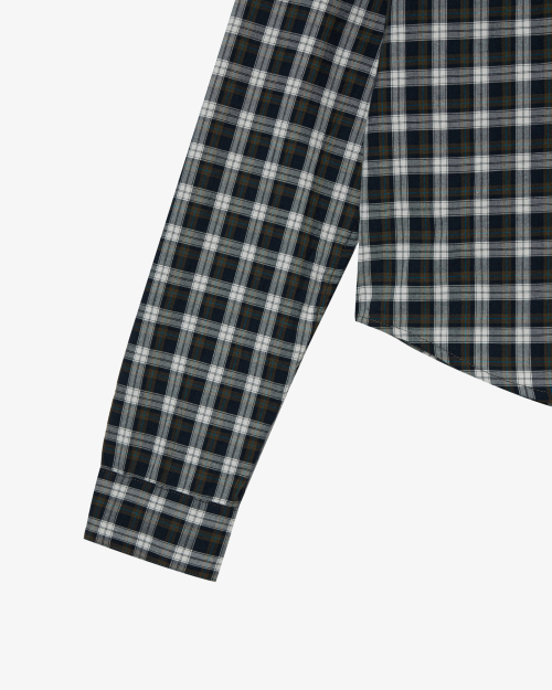 ROUND POCKET CHECK SHIRTS [BLACK]