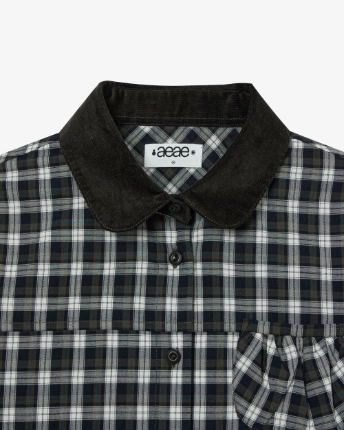 ROUND POCKET CHECK SHIRTS [BLACK]