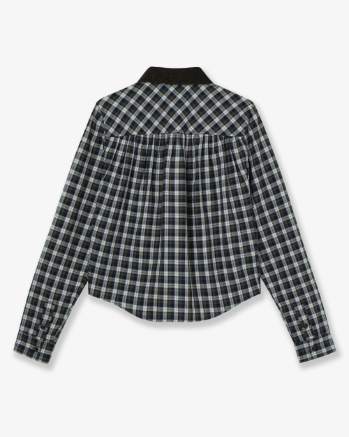 ROUND POCKET CHECK SHIRTS [BLACK]