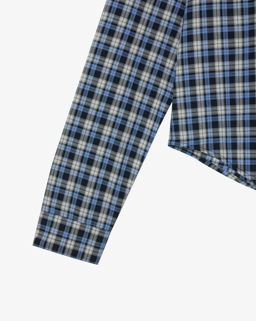 ROUND POCKET CHECK SHIRTS [BLUE]