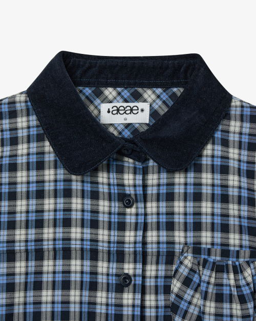 ROUND POCKET CHECK SHIRTS [BLUE]