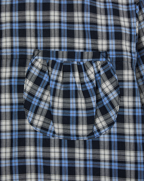 ROUND POCKET CHECK SHIRTS [BLUE]