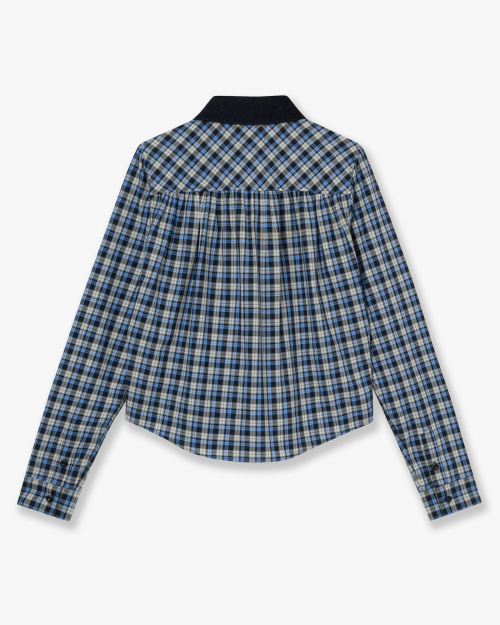 ROUND POCKET CHECK SHIRTS [BLUE]