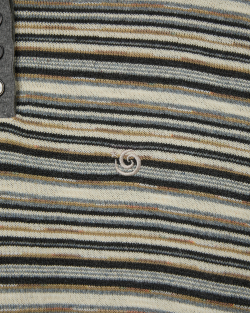 STRIPE KNIT HOODIE [BEIGE]