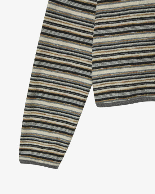 STRIPE KNIT HOODIE [BEIGE]