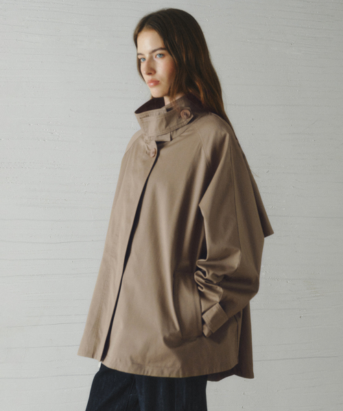 BAYLIN cape trench coat_KHAKI GRAY