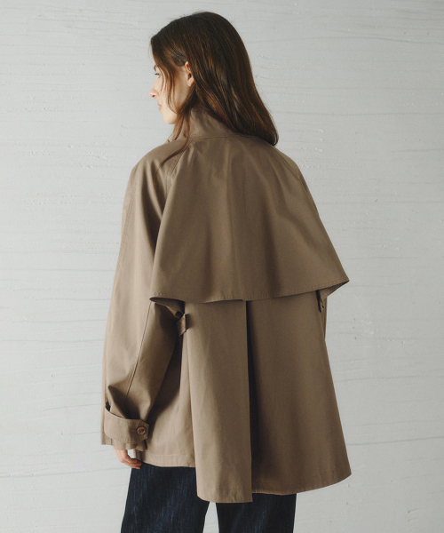 BAYLIN cape trench coat_KHAKI GRAY