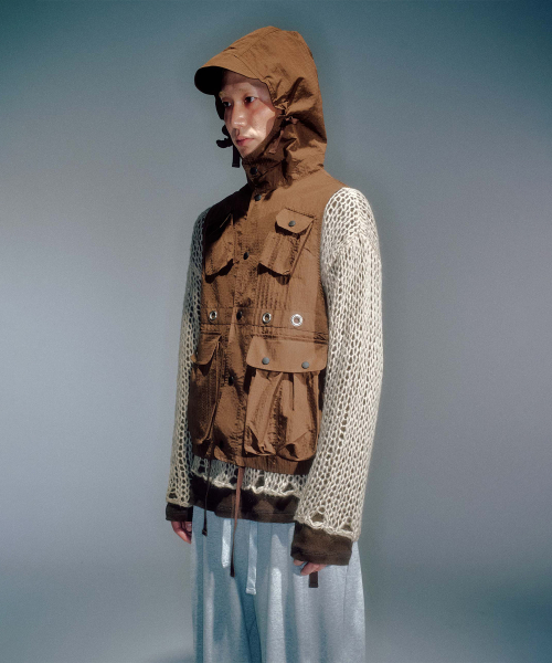 MEN BROOK CARGO HOODIE VEST BROWN