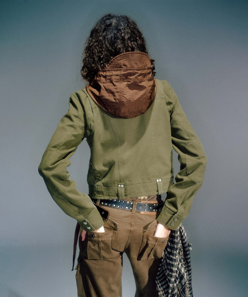 WOMEN LEWIS RIDER EYELET JACKET KHAKI